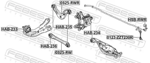 FEBEST Mounting, stabiliser bar (HSB-RWR)