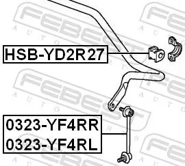 FEBEST Mounting, stabiliser bar (HSB-YD2R27)