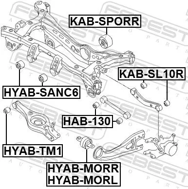 FEBEST Mounting, control/trailing arm (HYAB-MORL)