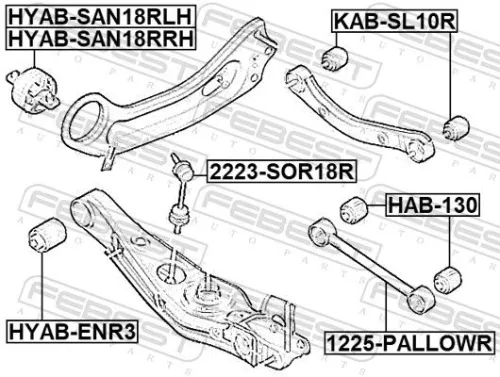 FEBEST Mounting, control/trailing arm (HYAB-SAN18RLH)