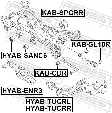 FEBEST Mounting, control/trailing arm (HYAB-TUCRR)