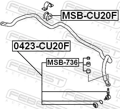 FEBEST Mounting, stabiliser bar (MSB-CU20F)