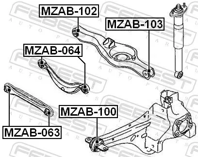 FEBEST Mounting, control/trailing arm (MZAB-102)