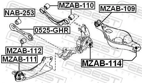 FEBEST Mounting, control/trailing arm (MZAB-110)