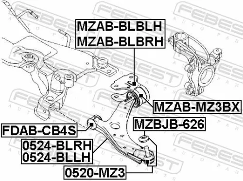FEBEST Mounting, control/trailing arm (MZAB-BLBRH)