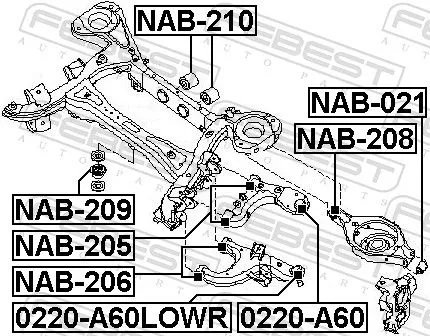 FEBEST Bushing, axle beam (NAB-209)