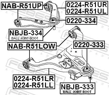 FEBEST Mounting, control/trailing arm (NAB-R51LOW)