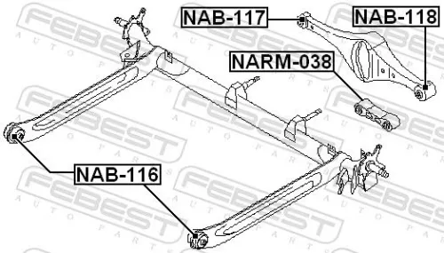 FEBEST Control/Trailing Arm, wheel suspension (NARM-038)