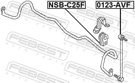 FEBEST Mounting, stabiliser bar (NSB-C25F)