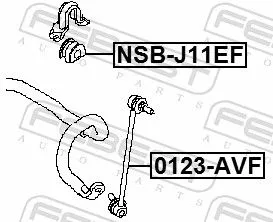FEBEST Mounting, stabiliser bar (NSB-J11EF)