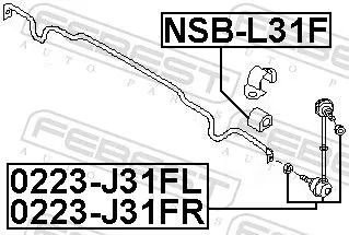 FEBEST Mounting, stabiliser bar (NSB-L31F)