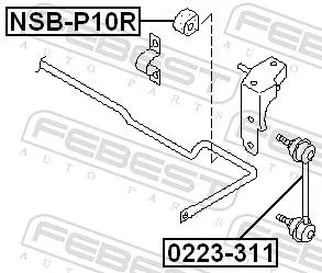 FEBEST Mounting, stabiliser bar (NSB-P10R)