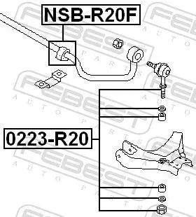 FEBEST Mounting, stabiliser bar (NSB-R20F)