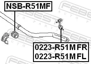 FEBEST Mounting, stabiliser bar (NSB-R51MF)