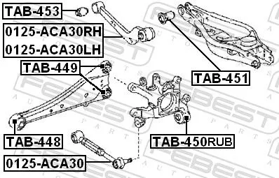 FEBEST Mounting, control/trailing arm (TAB-450RUB)