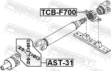 FEBEST Bearing, propshaft centre bearing (TCB-F700)