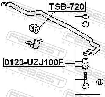 FEBEST Mounting, stabiliser bar (TSB-720)