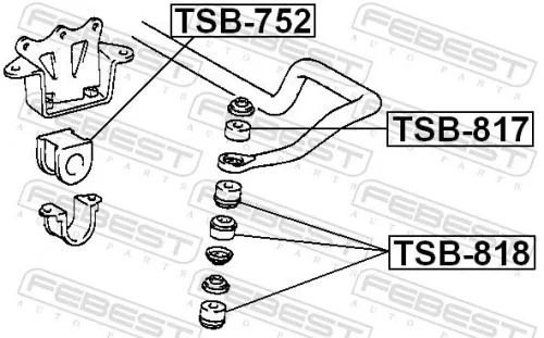 FEBEST Mounting, stabiliser bar (TSB-752)