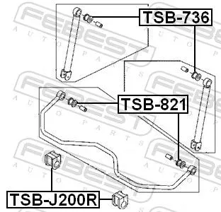 FEBEST Mounting, stabiliser bar (TSB-821)