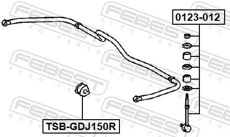 FEBEST Mounting, stabiliser bar (TSB-GDJ150R)