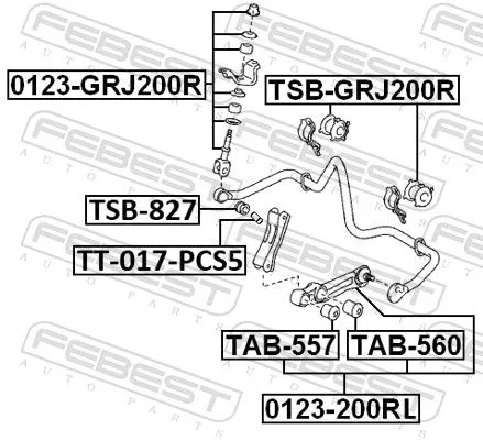 FEBEST Mounting, stabiliser bar (TSB-GRJ200R)