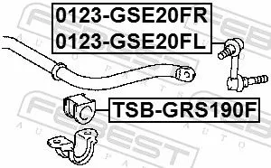 FEBEST Mounting, stabiliser bar (TSB-GRS190F)