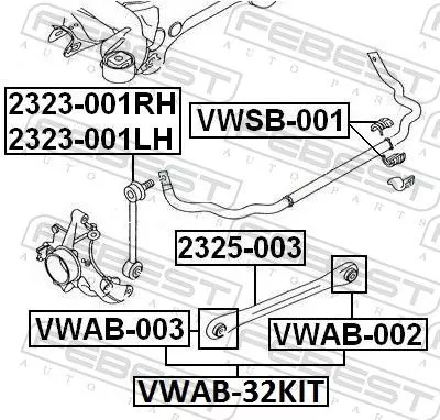 FEBEST Mounting, control/trailing arm (VWAB-32KIT)
