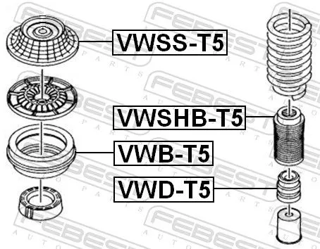 FEBEST Rolling Bearing, suspension strut support mount (VWB-T5)
