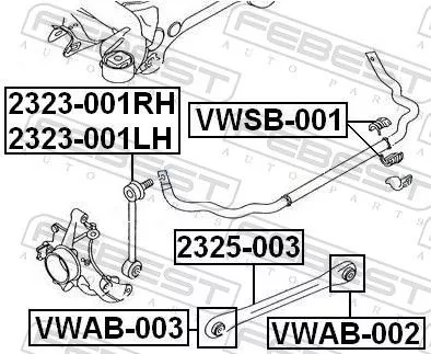 FEBEST Mounting, stabiliser bar (VWSB-001)