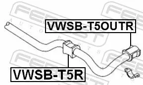 FEBEST Mounting, stabiliser bar (VWSB-T5OUTR)