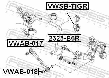 FEBEST Mounting, stabiliser bar (VWSB-TIGR)