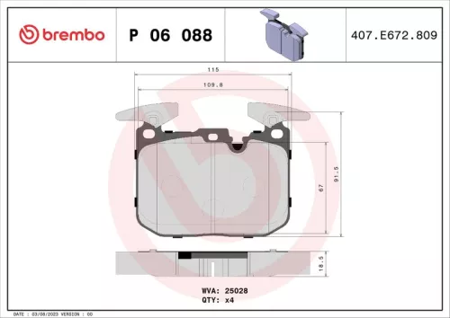 BREMBO Brake Pad Set, disc brake (P 06 088)