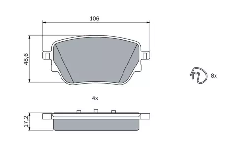 BOSCH Brake Pad Set, disc brake (0986424889)