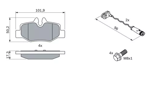 BOSCH Brake Pad Set, disc brake (0 986 494 082)