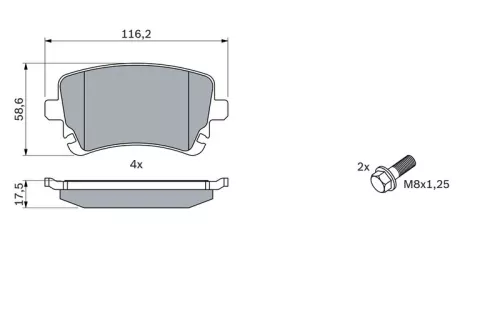 BOSCH Brake Pad Set, disc brake (0986494303)