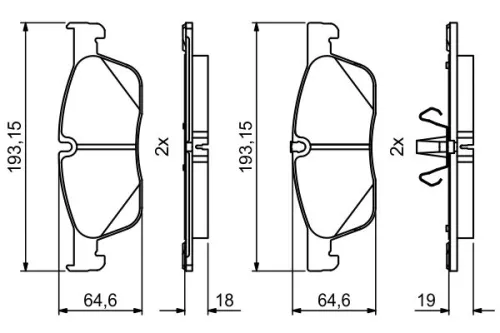 BOSCH Brake Pad Set, disc brake (0986494818)