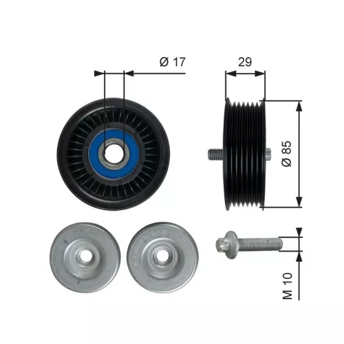 Deflection/Guide Pulley, V-ribbed belt