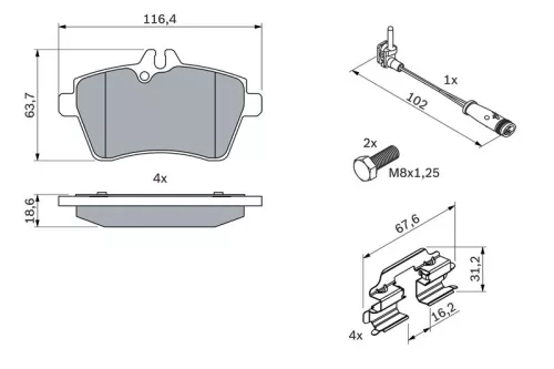 BOSCH Brake Pad Set, disc brake (0986494087)