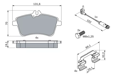BOSCH Brake Pad Set, disc brake (0986494085)