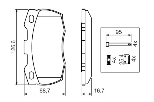 BOSCH Brake Pad Set, disc brake (0986494291)