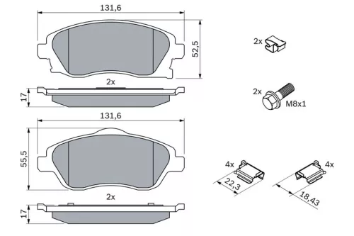 BOSCH Brake Pad Set, disc brake (0986494625)