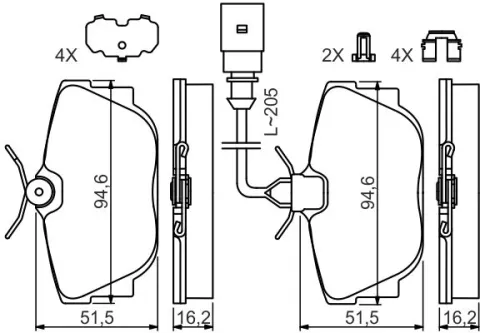 BOSCH Brake Pad Set, disc brake (0986494619)