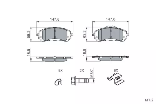 BOSCH Brake Pad Set, disc brake (0986494714)