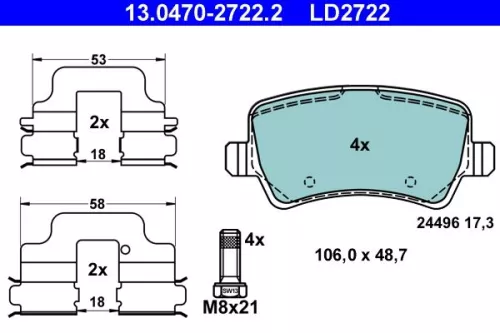 ATE Brake Pad Set, disc brake (13.0470-2722.2)