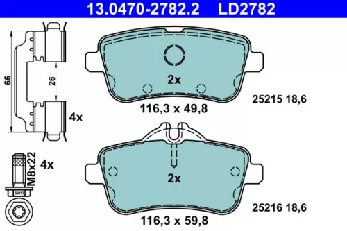 ATE Brake Pad Set, disc brake (13.0470-2782.2)