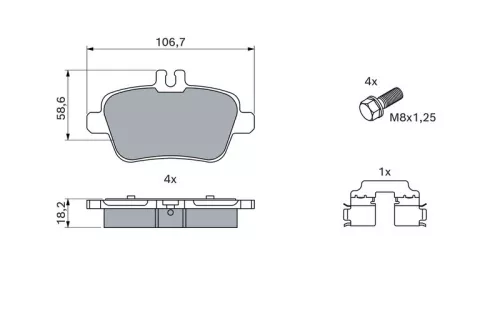 BOSCH Brake Pad Set, disc brake (0986494664)
