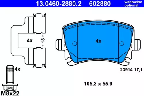 ATE Brake Pad Set, disc brake (13.0460-2880.2)