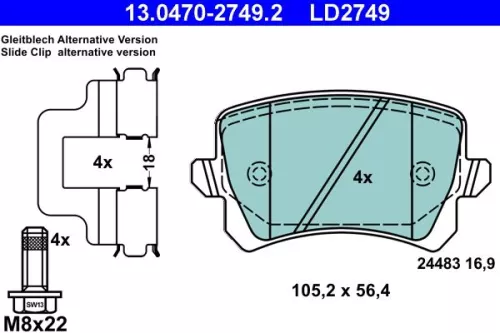 ATE Brake Pad Set, disc brake (13.0470-2749.2)