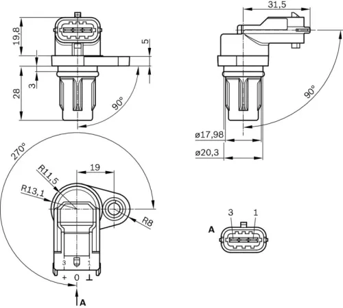 BOSCH Sensor, camshaft position (0232103097)