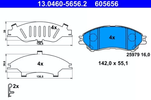 ATE Brake Pad Set, disc brake (13.0460-5656.2)